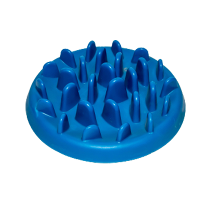 Blue Bowl with Multiple Obstacles for Fast Eating Dog