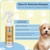 Usage of shine on waterless shampoo